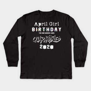 April girl birthday 2020 Kids Long Sleeve T-Shirt